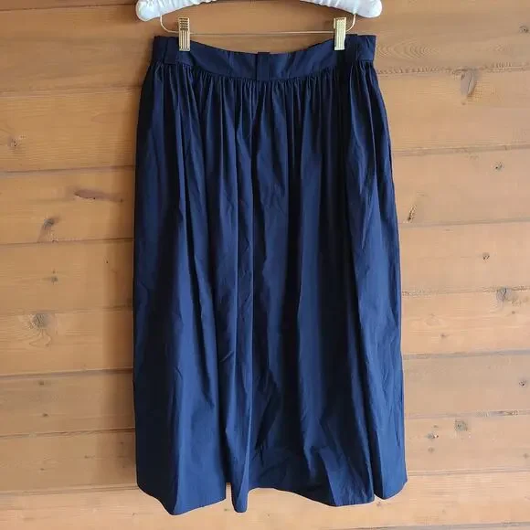 Brock Collection Olivio Navy Blue Button Front High Rise Midi Skirt 8 Minimalist - Picture 3 of 6